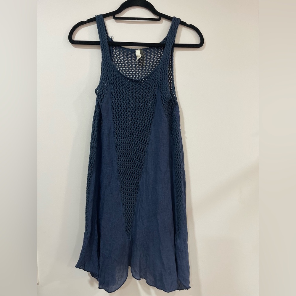Elaine Smith Blue Mesh Mini Dress